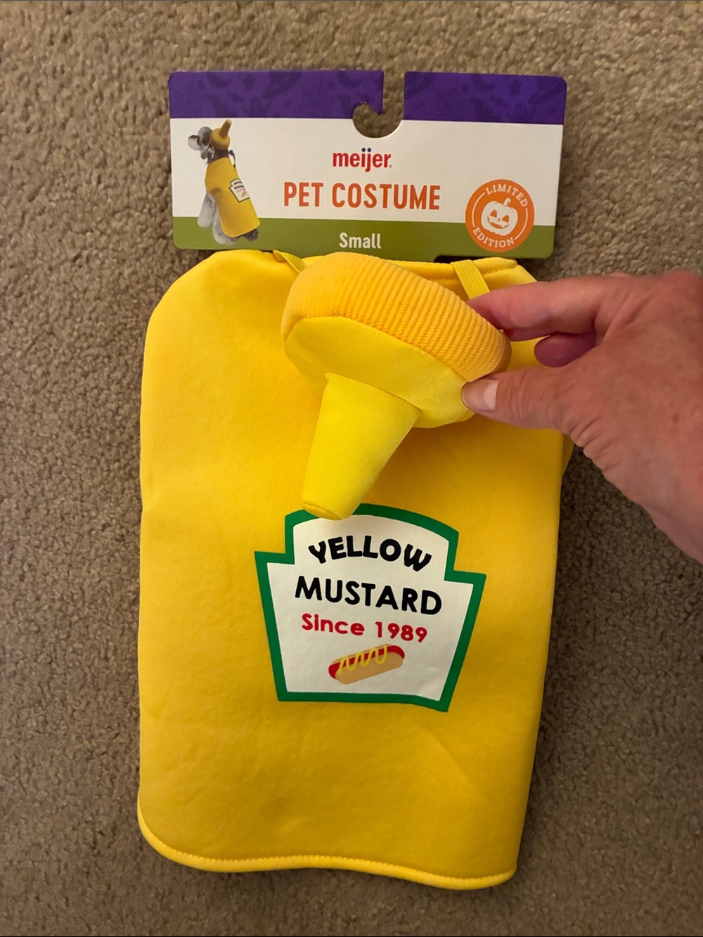 Yellow Mustard Pet Costume - Size Small